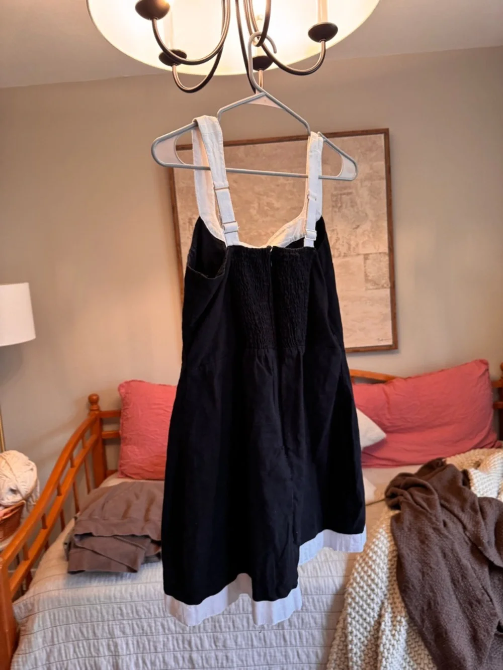Abercrombie & Fitch Black Slip Dress with White Trim - Picture 3 of 4